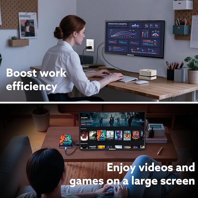 23.8'' FHD 1080P 120Hz Portable Monitor VESA USB-C HDMI Large Second External Gaming Screen Built-in Stand Speakers for Laptop PC Mac Phone PS4/5 Xbox HDR IPS Display (1080p 120Hz, 23.8")