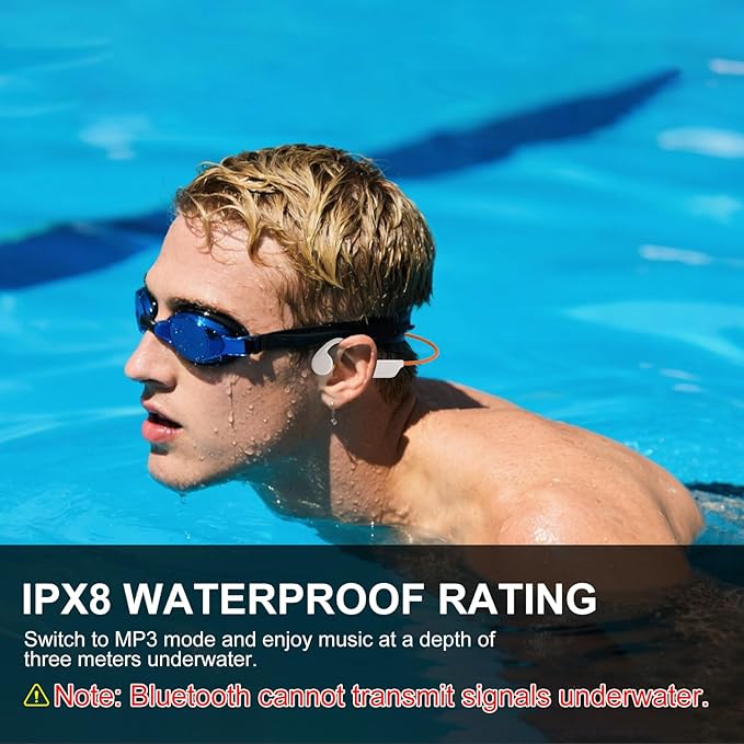 Bone Conduction Swimming Headphones,Wireless IPX8 Waterproof Open-Ear Headphone/Earphones, 32G Underwater Headset/Earbuds, Sports, Swimming, Diving