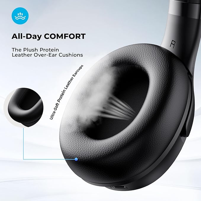 havit Active Noise Cancelling Headphones, Wireless Headphones Over Ear, Foldable Bluetooth 5.3 Over The Ear Headphone, 50H Playtime, HD Stereo Sound, Custom EQ via App for Travel, Office, Home