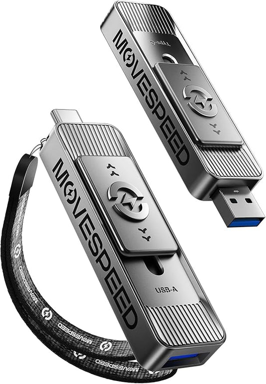 MOVE SPEED 2TB Solid State Drives with Dual Ports & Push-Pull Design 560MB/s Read Speed, Type C + USB 3.2 Drive Portable ssd for iPhone 15/16/Android/Mac