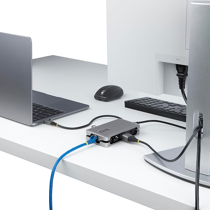 StarTech.com USB-C Docking Station for MacBook Pro M1 M2 M3 M4 and Windows, 4K 60Hz HDMI or DP Video, USB 10Gbps Hub, 100W Laptop Charging, GbE, 1ft/30cm Cable