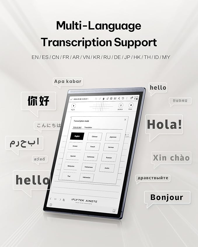 iFLYTEK AINOTE Air 2 Bundle - Black Folio Case, 8.2-inch AI Note-Taking Tablet Writing Paper Tablets, Digital Notebook with Pen, Voice-to-Text Transcription, Multi-Languages Chatgpt Support