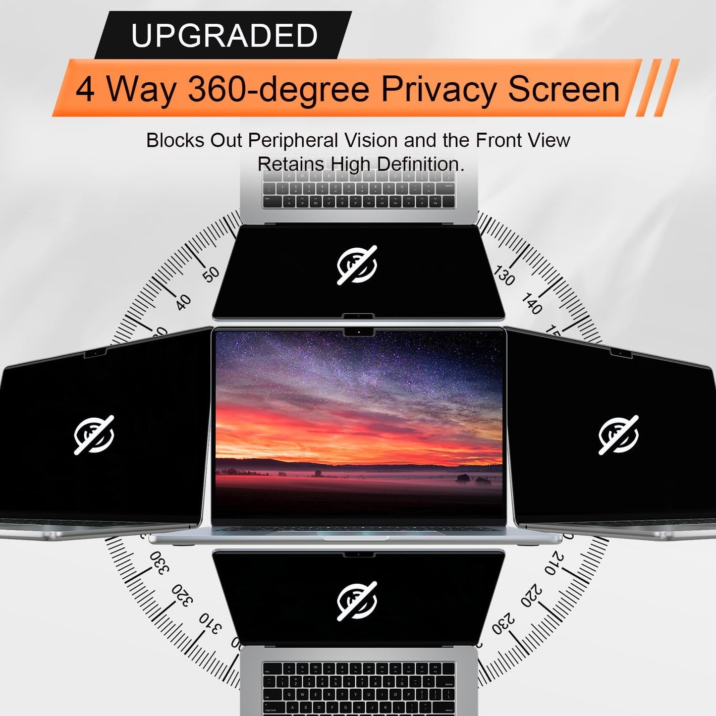 Magnetic 360° Privacy Screen for MacBook Pro 16 Inch (2021-2024, M1, M2, M3, M4, Pro, Max), Removable Anti Glare Blue Light Filter, 4 Way Anti Spy Black Protector for Mac Pro 16In Laptop Computer