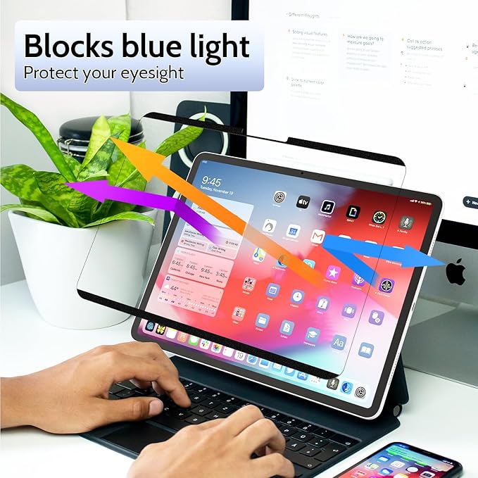 2 Pack Magnetic Paperfilm for iPad Air 11 Inch 2024/2025 (M2/M3, 6th/7th Gen), Feel Like Writing Drawing On Paper, Matte Removable Anti Glare Fingerprint Screen Protector Blue Light Filter