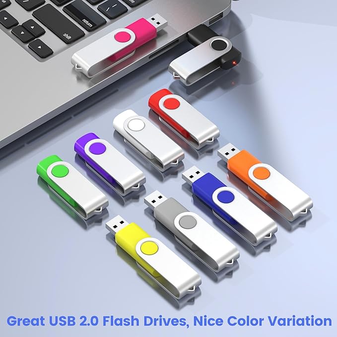 ABLAZE Flash Drives 4GB 20 Pack, USB 2.0 Thumb Drive Bulk with Lanyards Swivel Memory Stick U Disk 4GB Pendrive USB Pack (Mixcolors)