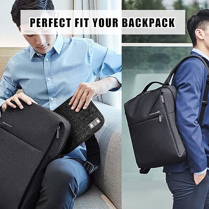 CILLA Travel Cord Organizer Case, Portable Waterproof Storage Bag for Charger, Cord, USB, Power Bank, Earphone, SD Card, Travel Essentials