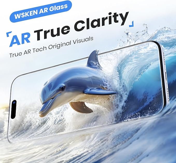 WSKEN for iPhone 17 Pro Screen Protector - AR Original Visual, [100% Anti Reflection] Shatterproof Screen Protector 17 Pro Anti Glare Tempered Glass with Zero Bubble Installation Box, 2 PCS