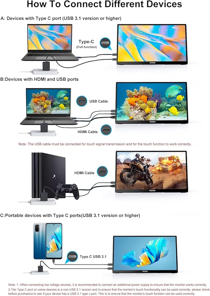 4K Portable Touch Monitor, 15.6" inch 3840 * 2160 UHD w/USB-C HDMI Laptop Monitor, 2000:1 100% RGB IPS ，Aluminum Alloy Shell,10-Point Touch，Dual Speaker, HDR, for Home, Work