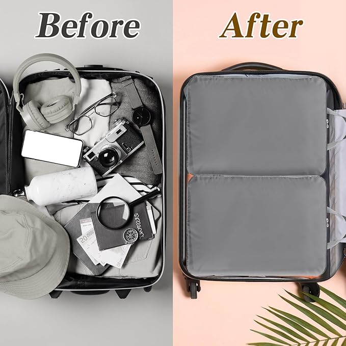 Hosuly 6 Pcs 17.3 x 12.6'' Compression Packing Cube Bag Extra Large Travel Expandable Space Saving Organizers XL for Luggage Storage(Dark Gray)