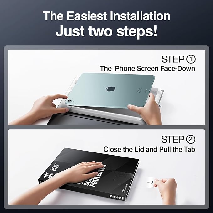 SMARTDEVIL Screen Protector for iPad Air 13 inch (2025/2024, M3/M2) with Easy Installation Frame, 9H Clear Tempered Glass Film, Anti-Shatter, 2 Pack