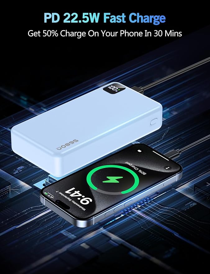 Portable Charger Power Bank 56800mAh Battery Pack-22.5W Fast Charging with USB C & LED Display,