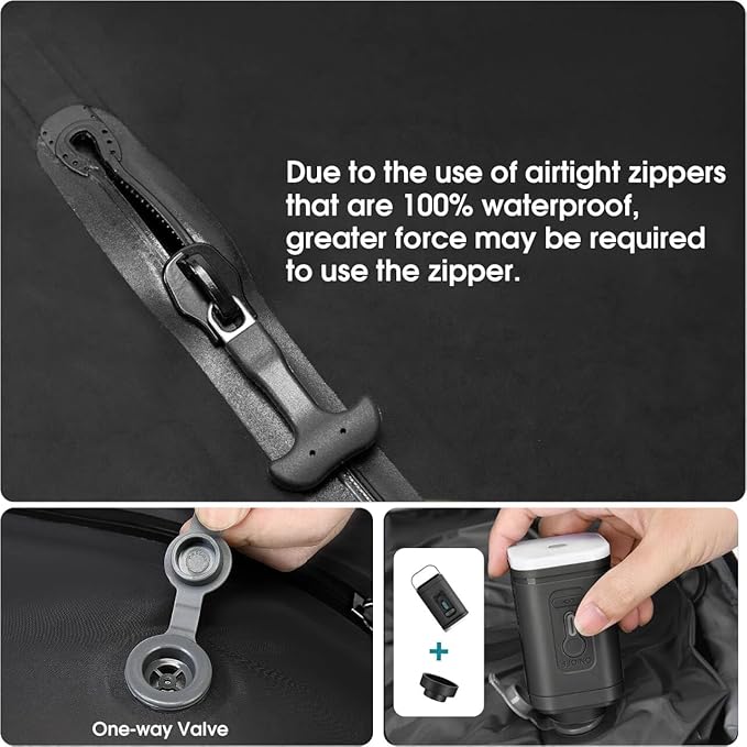 TANGCOLR Vacuum Travel Backpack with Pump for Men Women, 47L Expandable Vacpack Laptop Backpack Flight Approved with Vacuum Compression System