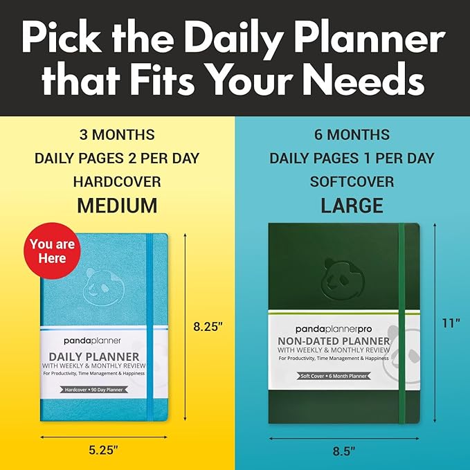 Panda Planner Classic Daily Planner 2026 – A5 Undated Daily Productivity & Quarterly Planner with Hourly Schedule, To Do List, Daily Journal, Goal Planner, Habit Tracker & Gratitude Organizer for Focus – Raspberry