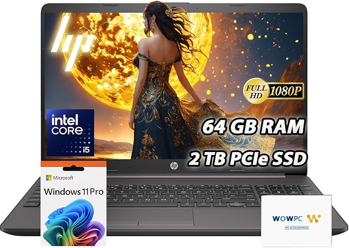 HP 250-G9 Flagship 15.6" Laptop - Special Business Edition w/Microsoft Office 365-24GB RAM | 1TB SSD - Intel Core i5 10-Core Processor - 15.6" FHD - Wi-Fi 6 - Win 11 - w/WOWPC Recovery USB