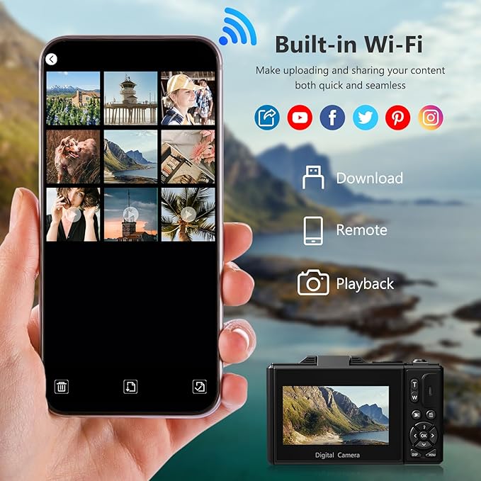 4K Digital Camera for Photography, 64MP Vlogging Camera for YouTube with 3" 180° Flip Screen, 18X Digital Zoom Point and Shoot Camara with 32GB Micro SD Card for Beginner (Black)