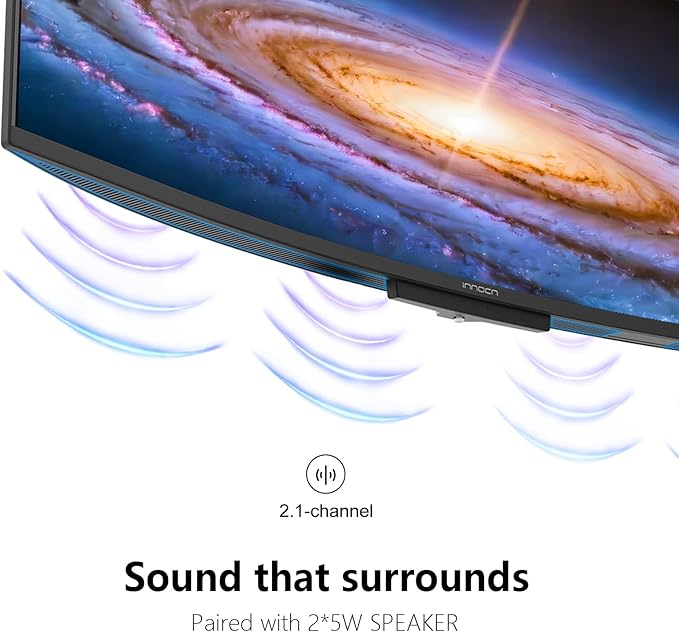 INNOCN 49" OLED Ultrawide Curved Gaming Monitor 5120 x 1440p 144Hz, 0.03ms, USB Type C 90W, HDMI 2.1, DisplayPort, USB Hub, Speakers, Adaptive-Sync, Adjustable Stand, Black