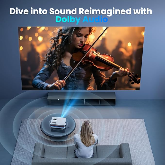 [Netflix App/Dolby Audio] FUDONI Smart Projector with WiFi and Bluetooth, Native 1080P 25000L 4K Decoding for Home Cinema, Outdoor Movie Projector with Apps, Built-in Netflix/YouTube/Prime Video