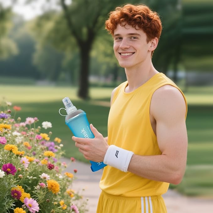 GYGYL Soft Flask, TPU Collapsible Soft Water Bottle for Hydration Pack, Running Vest, Leak-Proof Folding Water Bottle for Hiking Cycling Climbing Jogging-150ml Blue