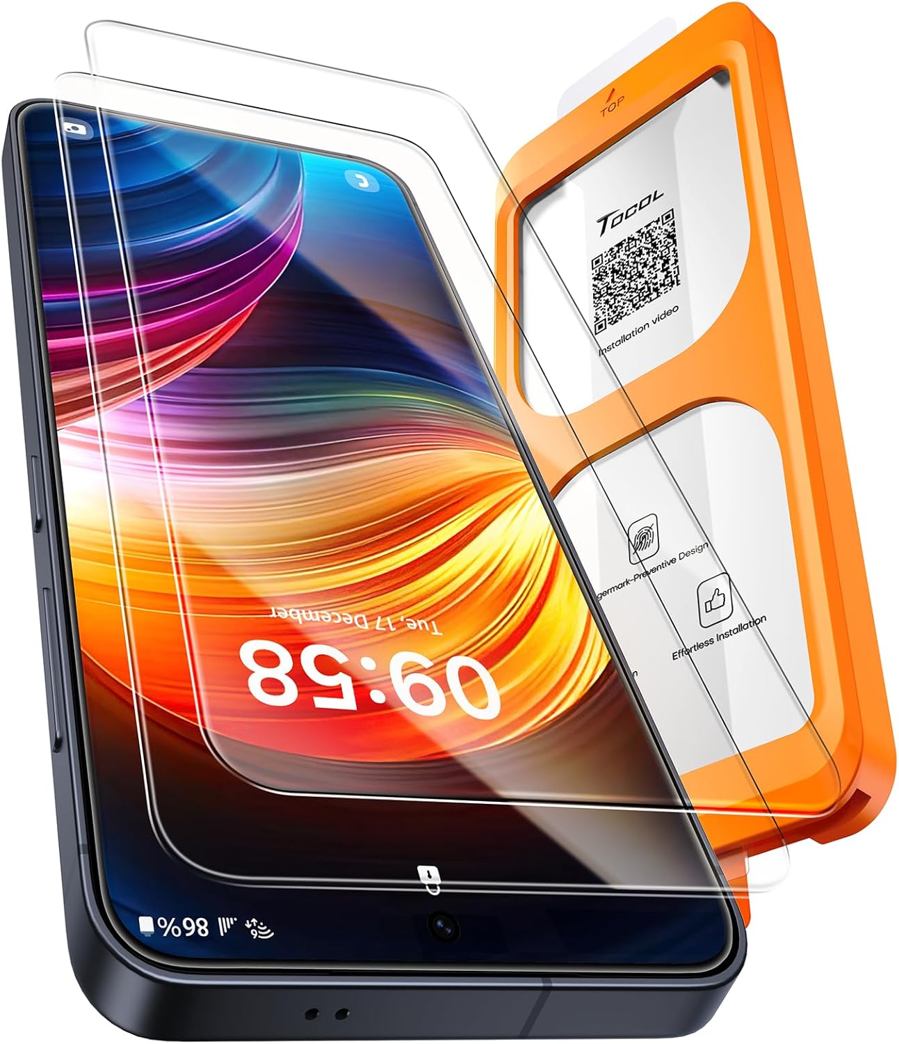 TOCOL for Samsung Galaxy S25 Screen Protector [9H Hardness] [Military Grade Shatterproof] HD Tempered Glass 2 Pack