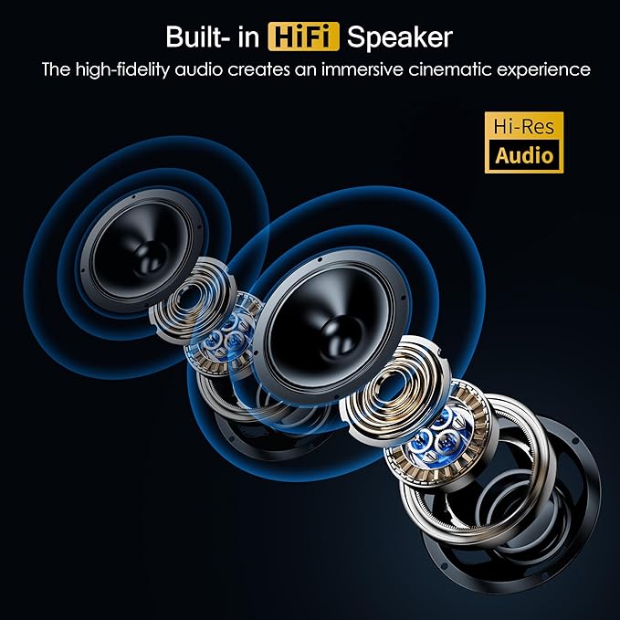 Mini Projector Portable Proyector 4K Support, Full HD 1080P Small Projector with 270° Rotatable Stand, Movie Projector Compatible with TV Stick/Smartphone/HDMI/USB for Bedroom/ Outdoor Camping