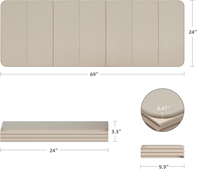 1/2 Inch Extra Thick Yoga Mat Pilates Equipment, 69"x24" Odorless Workout Mats for Home Gym, Non-slip Exercise Mats for Women Men Home Workout, Foldable Yoga Mats for Travel Camping Sleeping