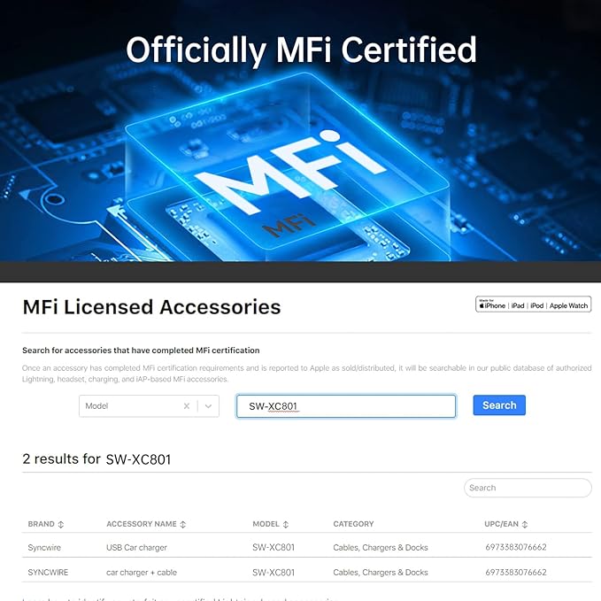 [Apple MFi Certified] Syncwire Car Charger iPhone 4.8A/24W Fast Car Phone Charger Cigarette Lighter USB Car Adapter with Build-in 8FT Lightning Cable Coiled for Apple iPhone 14/13/12/11/XR/Max, iPad