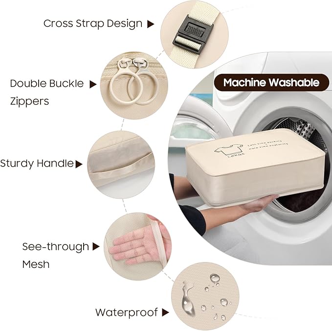 8 Set Packing Cubes for Travel Essentials - Luggage Organizer Bags with Hanging Toiletry & Shoe Bag for Suitcase, Travel Cubes for Packing