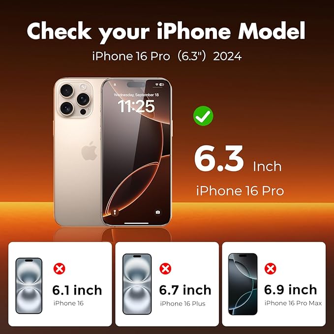 UNBREAKcable 3-Pack Screen Protector for iPhone 16 Pro, Double Shatterproof Tempered Glass [Easy Installation Frame] [9H Hardness] [99.99% HD Clear] [Case Friendly] for iPhone 6.3 inch