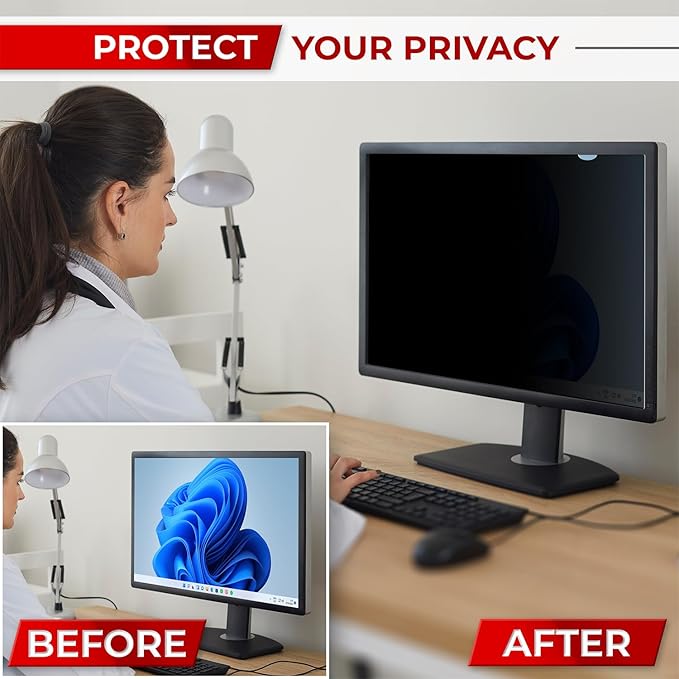 20 Inch 16:9 Computer Privacy Screen Filter for Monitor - Privacy Shield and Anti-Glare Protector (17 7/16" x 9 13/16")