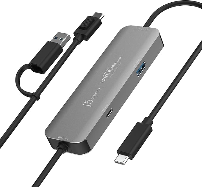 j5create iPad/iPhone to Windows Collaboration Sharing Hub, Use iPad as a Second Display for Windows Laptop, Transfer Files Between iPhone and Win PC, Wormhole Switch CrossLink (JCH422)