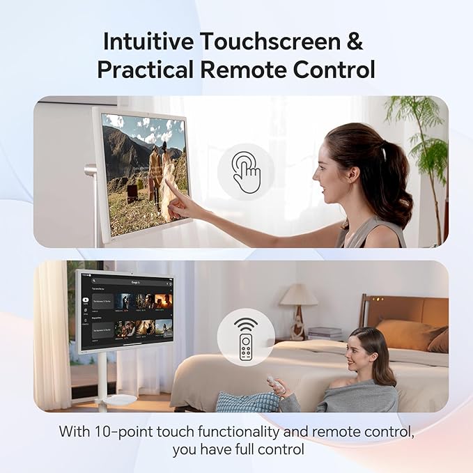 KTC 27 Inch MegPad Portable TV Touchscreen Monitor 1080p, Android 14 EDLA Certification with Camera, 9500mAh Built-in Battery, Remote Control