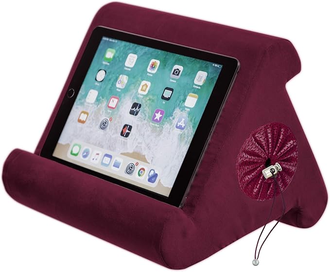 Flippy Tablet Stand Compatible with iPad, Cubby Storage and Multi-Angle Viewing for Home, Work & Travel. Our Tablet Holder Has Storage for Your All Your Personal Items. (Nebbiolo)