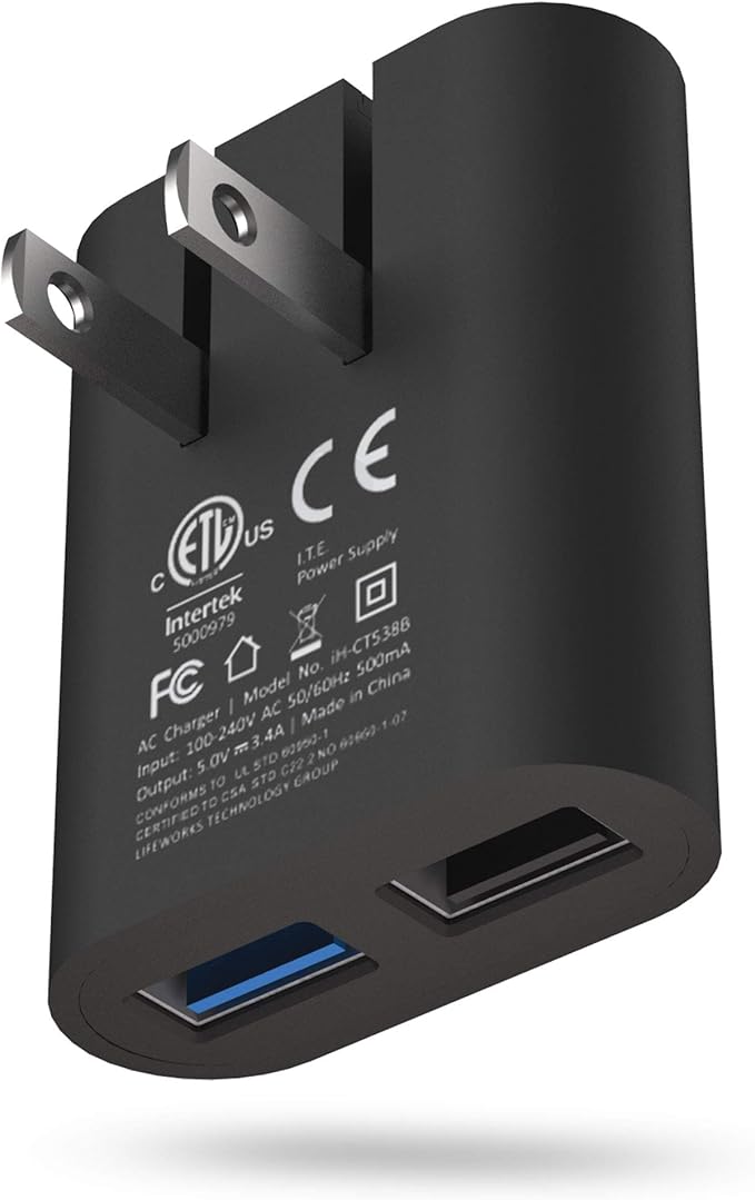 iHome 2-Port USB Wall Charger, AC Pro Multiport Plug Adapter, Phone Charging Block with Dual Ports, Flat Wall Adapter for Home & Travel