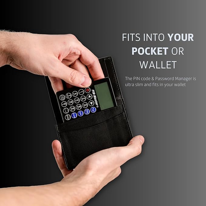 Password Keeper (150 Codes – 60 Characters Each) - Low Tech Electronic PIN Code & Password Organizer (Credit Card Size 3.370 in x 2.125 in) The Password Journal Device fits in Your Wallet