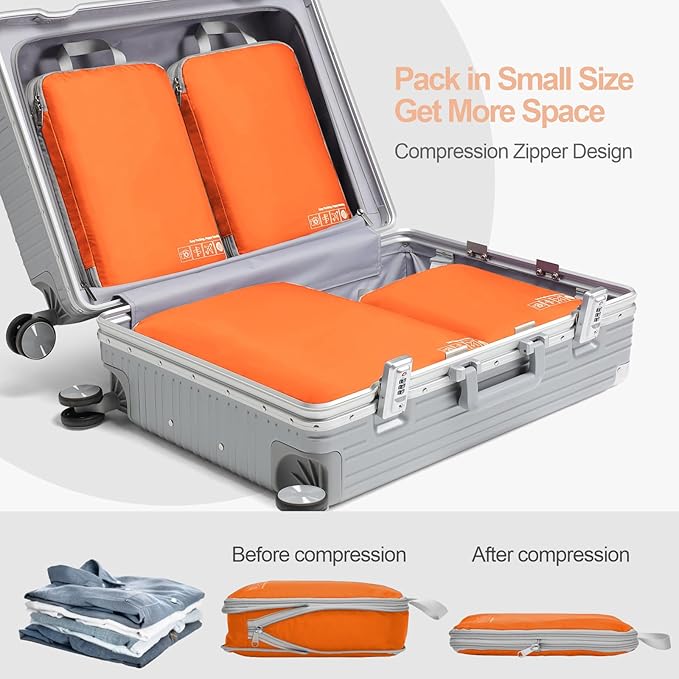 Cambond Compression Packing Cubes for Travel Women - Travel Bags Luggage Organizers Travel Essentials Compression Cubes for Travel Carry on Suitcases Organizer
