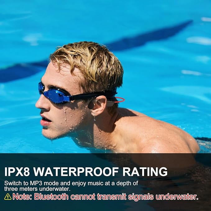 Bone Conduction Swimming Headphones,Wireless IPX8 Waterproof Open-Ear Headphone/Earphones, 32G Underwater Headset/Earbuds, Sports, Swimming, Diving