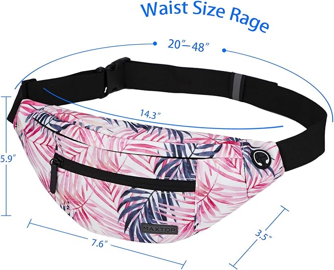 MAXTOP Large Crossbody Fanny Pack with 4-Zipper Pockets,Gifts for Enjoy Sports Festival Workout Traveling Running Casual Hands-Free Wallets Waist Pack Phone Bag Carrying All Phones
