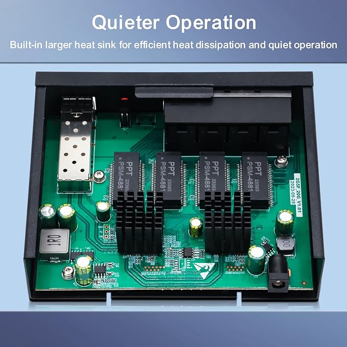 8-Port Unmanaged 2.5G Switch,8 x 2.5GBASE-T Ports,1X10G SFP+,100Gbps Switching Capacity, Fanless, Metal，Plug & Play 2.5Gb Network Switch