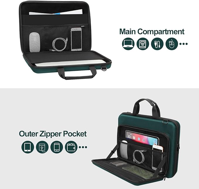 MOSISO Hard Shell Laptop Case for Men Women,13 inch Computer Bag Compatible with MacBook, HP, Dell, Lenovo, Asus, Notebook,13.3 inch Laptop Bag with Front Pocket & Shoulder Strap, Teal Green