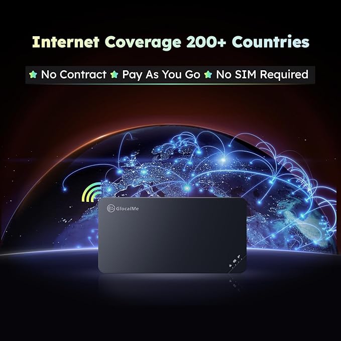 GlocalMe U3 4G LTE Mobile Hotspot, Portable WiFi Hotspot for Travel in 200+ Countries, No SIM Card Needed, 10 Connected Devices and Global 1GB Data 90 Days, Pocket WiFi Hotspot Device (U3 Black)