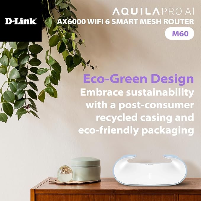 D-Link AX6000 WiFi 6 Mesh System 2-Pk | Contemporary Design | High-Performance | Feature Rich | AI Enabled | Parental Controls | Covers up to 5500+ sq. ft | Router (M60/2)