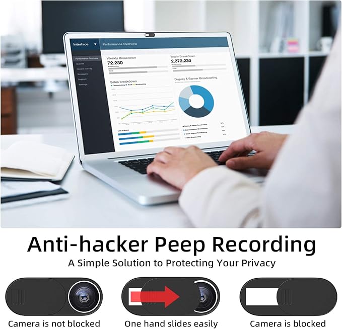 Webcam Cover,Ultra-Thin Camera Cover Slide for Laptop,MacBook,Computer,iMac,iPad, Cell Phone and Tesla Model 3/Y Interior Cabin Camera.0.03inThick Web Blocker Protect Your Privacy and Security