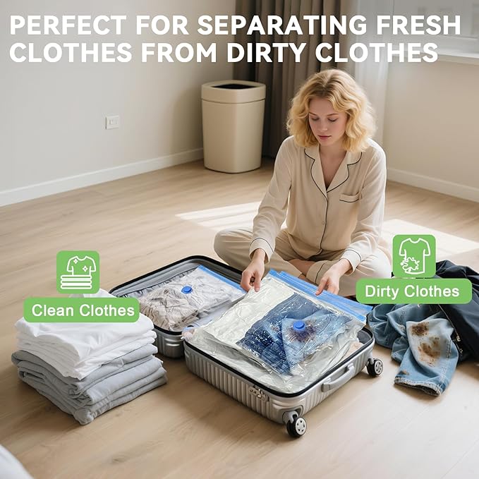 Mapambo Travel Game Changer- 9-Pack Travel Vacuum Bags with Smart-Stop Technology Pump, ≤60dB Silent Travel Essential, Travel Vacuum Bags for Luggage, Cruise Essentials