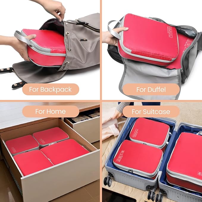 Cambond Compression Packing Cubes for Travel Women - Travel Bags Luggage Organizers Travel Essentials Compression Cubes for Travel Carry on Suitcases Organizer