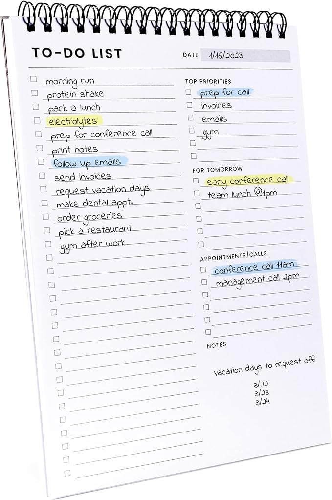 Of a Happy Kind To Do List Notepad: With Multiple Functional Sections - 6.5 x 9.8 60 Sheets - Spiral Daily Planner Notebook - Task CheckList Organizer Agenda Pad for Work - Note and Todo Organization