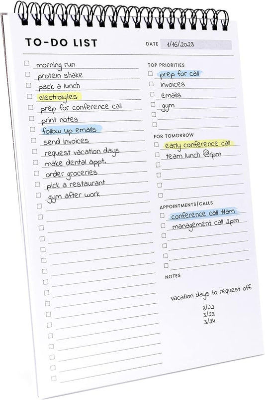 Of a Happy Kind To Do List Notepad: With Multiple Functional Sections - 6.5 x 9.8 60 Sheets - Spiral Daily Planner Notebook - Task CheckList Organizer Agenda Pad for Work - Note and Todo Organization