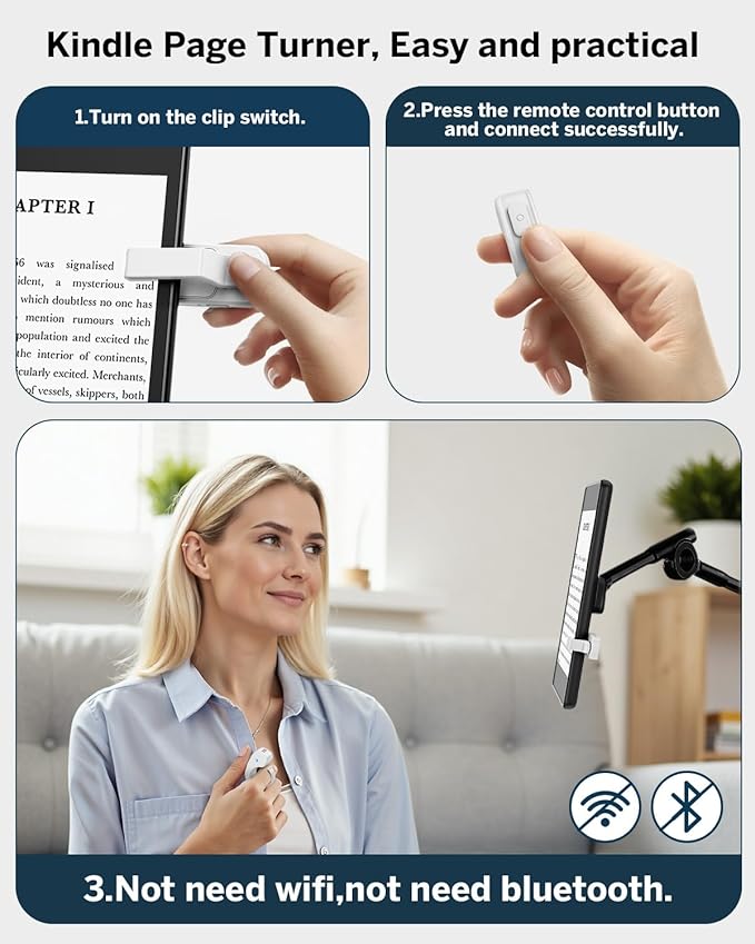 [Case-Friendly] Remote Control Page Turner Ring for Kindle Paperwhite Oasis Scribe Kobo eReaders, Camera Camcorder Remote Controls, Page Turner Clicker for ipad iPhone Tablets with Storage Bag