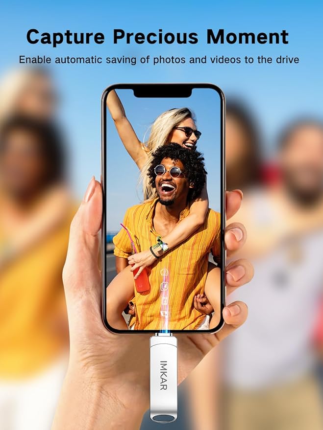 MFi Certified 512GB Flash Drive for iPhone iPad, IMKAR Memory Stick Storage for Photos Videos, Compatible with iPhone iPad Android and PC, Plug and Play No Application Required (Metal Silver)