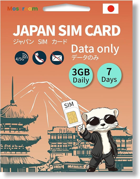 Japan SIM Card – Prepaid Data Plans | 3GB Daily,7 Days | High-Speed 4/5G LTE | No Daily Restrictions | Perfect for Tourists & Business Travelers