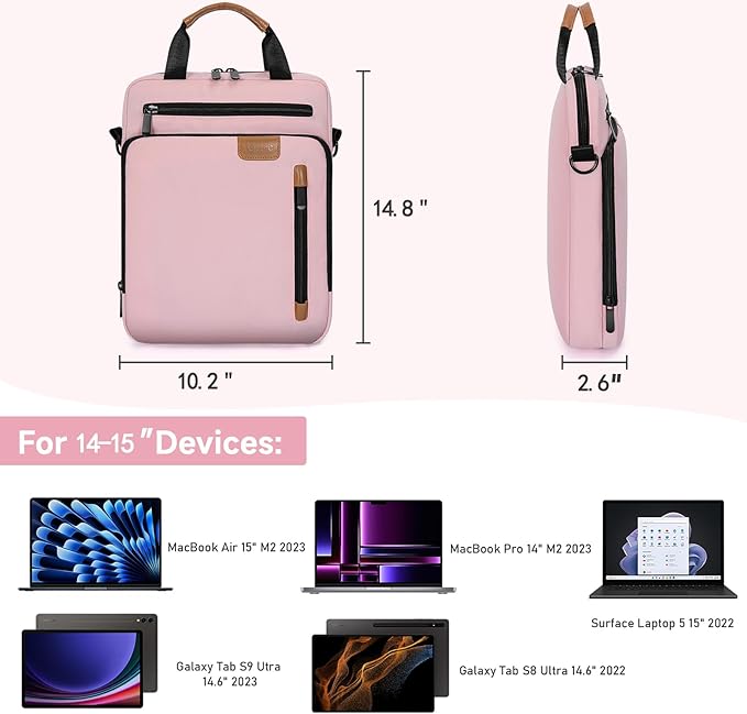 Laptop Sleeve Bag,Padded Protective Travel Carrying Case for 15 inch MacBook Air M3/A3114 2024, M2/A2941 2023 2025,Dell XPS 15 Plus,15 Inch Surface Laptop 7/6/5/4/3,Galaxy Tab S9 Utra 14.6"